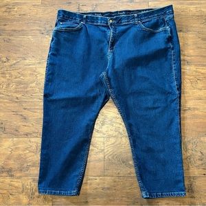 Plus size Wmns ralfaedo dark wash denim jeans tapered ankle stretchy Sz 30W